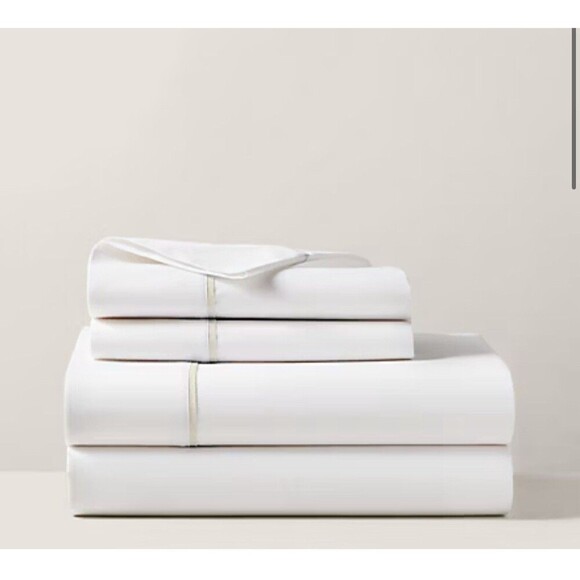 RALPH LAUREN Home Percale Palmer Sandstone Flat Sheet NEW Queen Organic Cotton - Picture 1 of 8